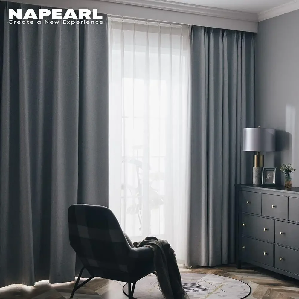 NAPEARL 100% Shading Blackout Curtains for Living Room Window All Match Solid Design Modern Draperies Home Decor Elegant 1 Piece image 3