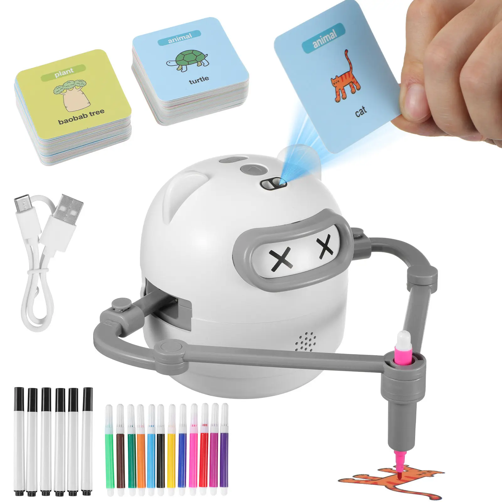Smart Drawing Robot for Kids Voice Interactive Stem Coding Education Painting Robot with Cards Pens Creative Gift Boys Girls