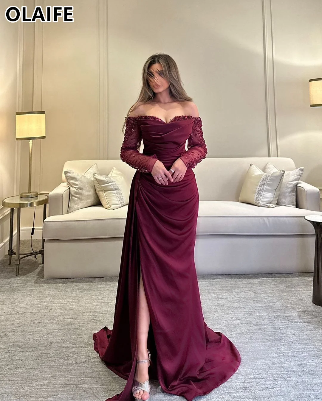 Long Sleeve Evening Dresses Summer Prom Party Dress فساتين للمناسبات الرسمية vestido de noche elegante mujer vestidos de gala