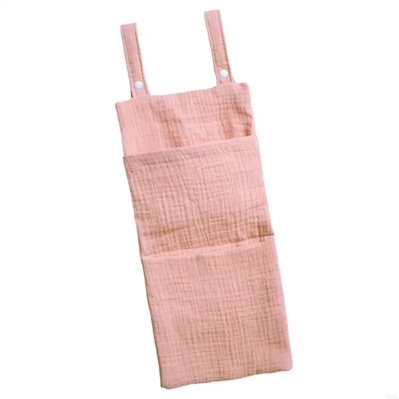 97BE Baby Friendly Bed Diaper Case Storage Hanging Bag with Divided Compartment Soft Cotton Fabric for Nursery Organization