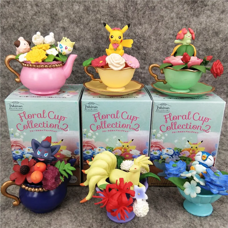 

6 шт./компл., коллекция фигурок Pokemon с цветочным принтом, Vol.2 Togepi Clefairy Ninetales Bellossom, экшн-фигурка, модель игрушки, подарок