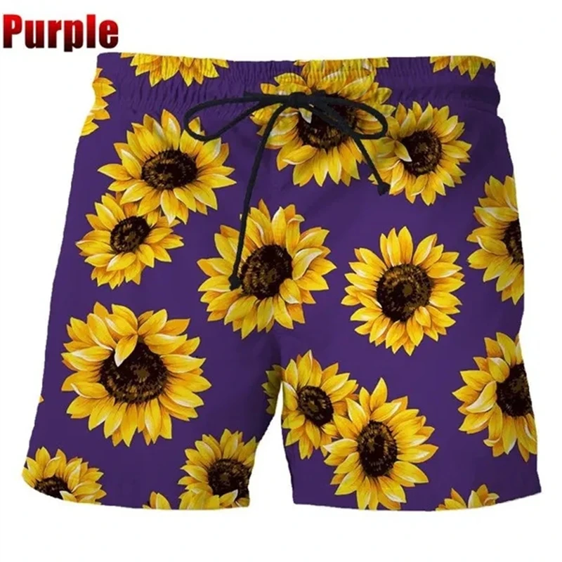 Pantalones cortos con estampado 3d de girasol para hombre y mujer, Shorts holgados, informales, coloridos, a la moda, para playa y exteriores, novedad de verano