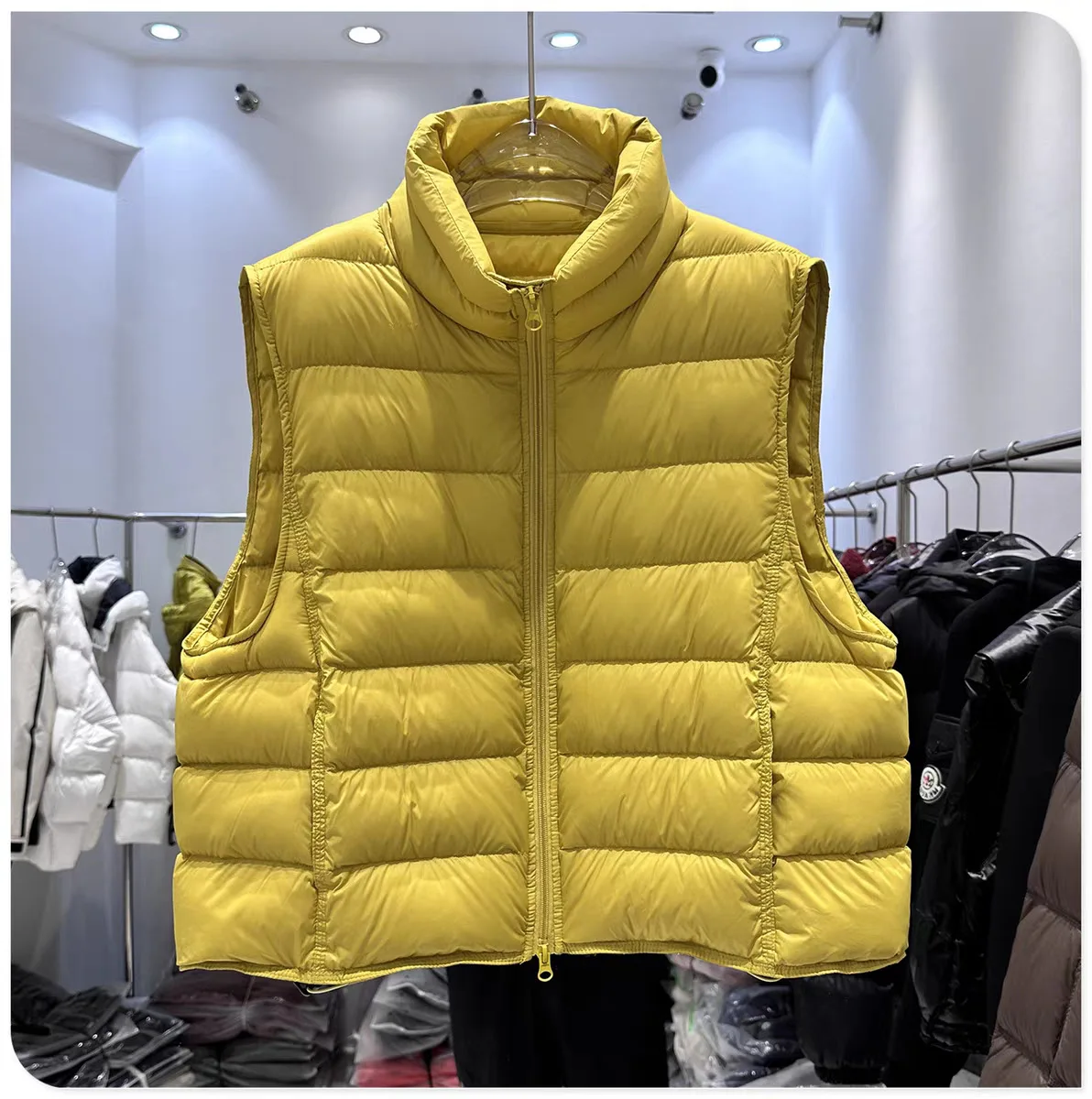 2025 الأبيض بطة أسفل سترة المرأة سترة الخريف الشتاء أكمام صدرية دافئة خفيفة الوزن سترة منفوخة الإناث بلايز أبلى #3