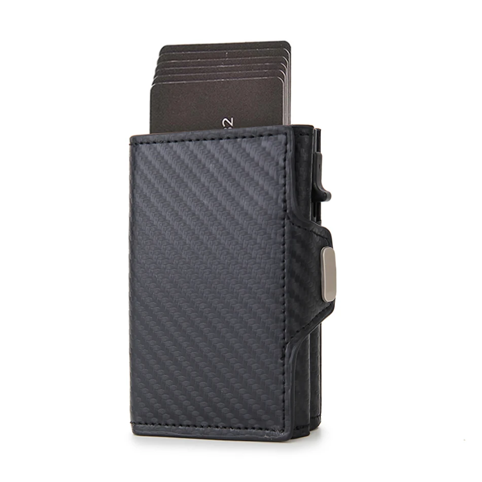 Rfid Carbon Fiber Card Holder Men Wallets Slim Thin Coin Pocket ID Bank Credit Cardholder Case Aluminum Minimalist Smart Wallet