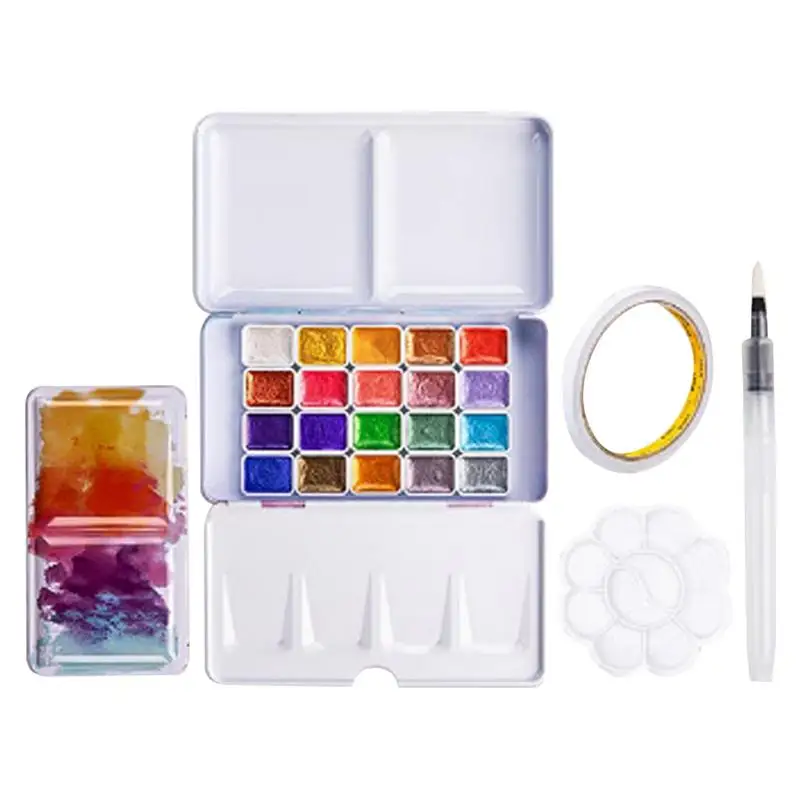Water Paint Set Color Changing Watercolor Set 20 Color Changing Watercolor Paint Set Multifunctional Watercolor Solid Paint Set