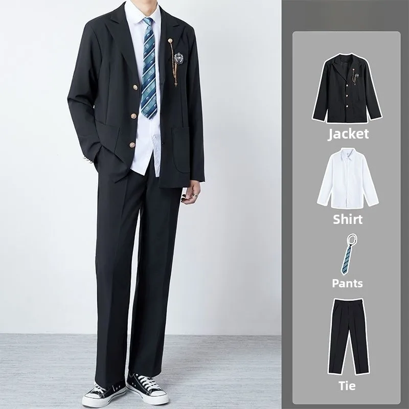 

Casual Couple's Suit Student Class Uniform School Uniform Adult Ceremony Dress Full Set Jacket Suit Polyester Fiber Spring Au...