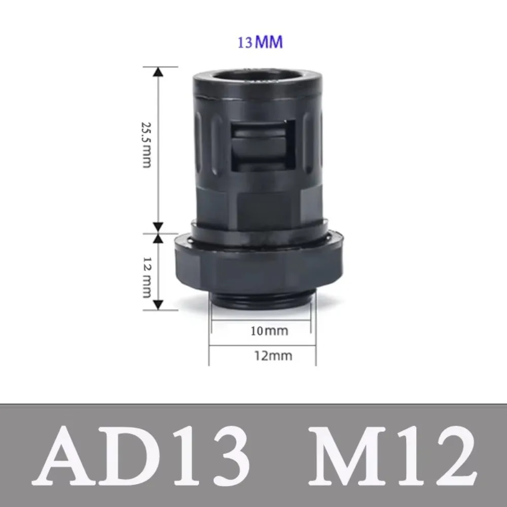 AD15.8 Пластиковое соединение гофрированной трубы Черный многоразмерный пластиковый соединитель для трубки Нейлоновое соединение PP Гофрированная труба