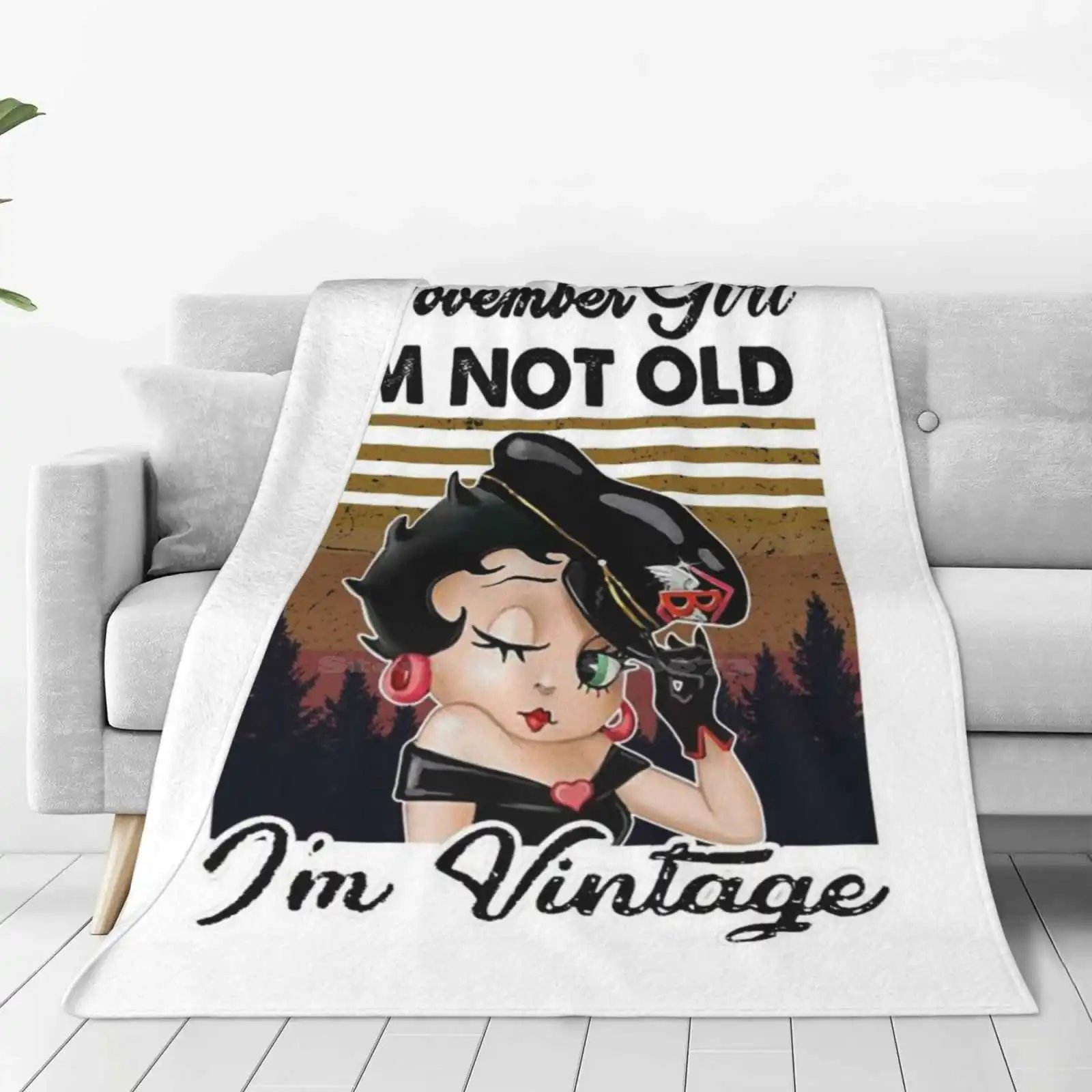 November Girl I’M Not Old I’M Vintage Boop New Selling Custom Print Flannel Soft Blanket Boop November Girl November Girl