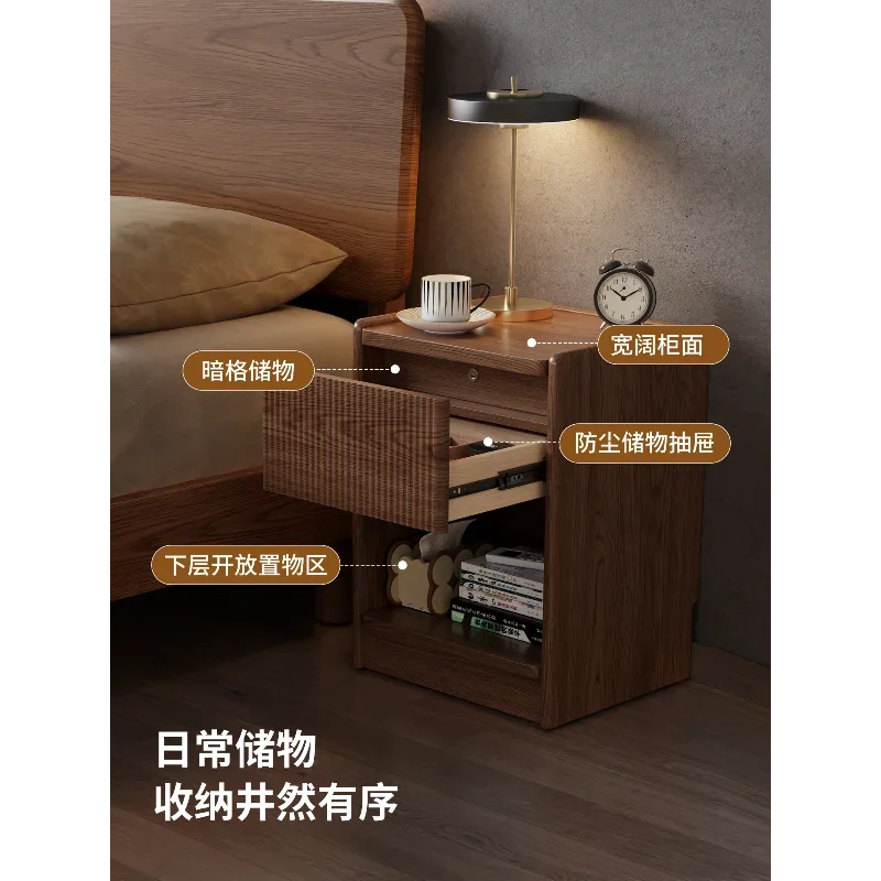 Concealed bedside table Solid wood with lock Household bedroom Simple bedside table Insurance hidden storage locker