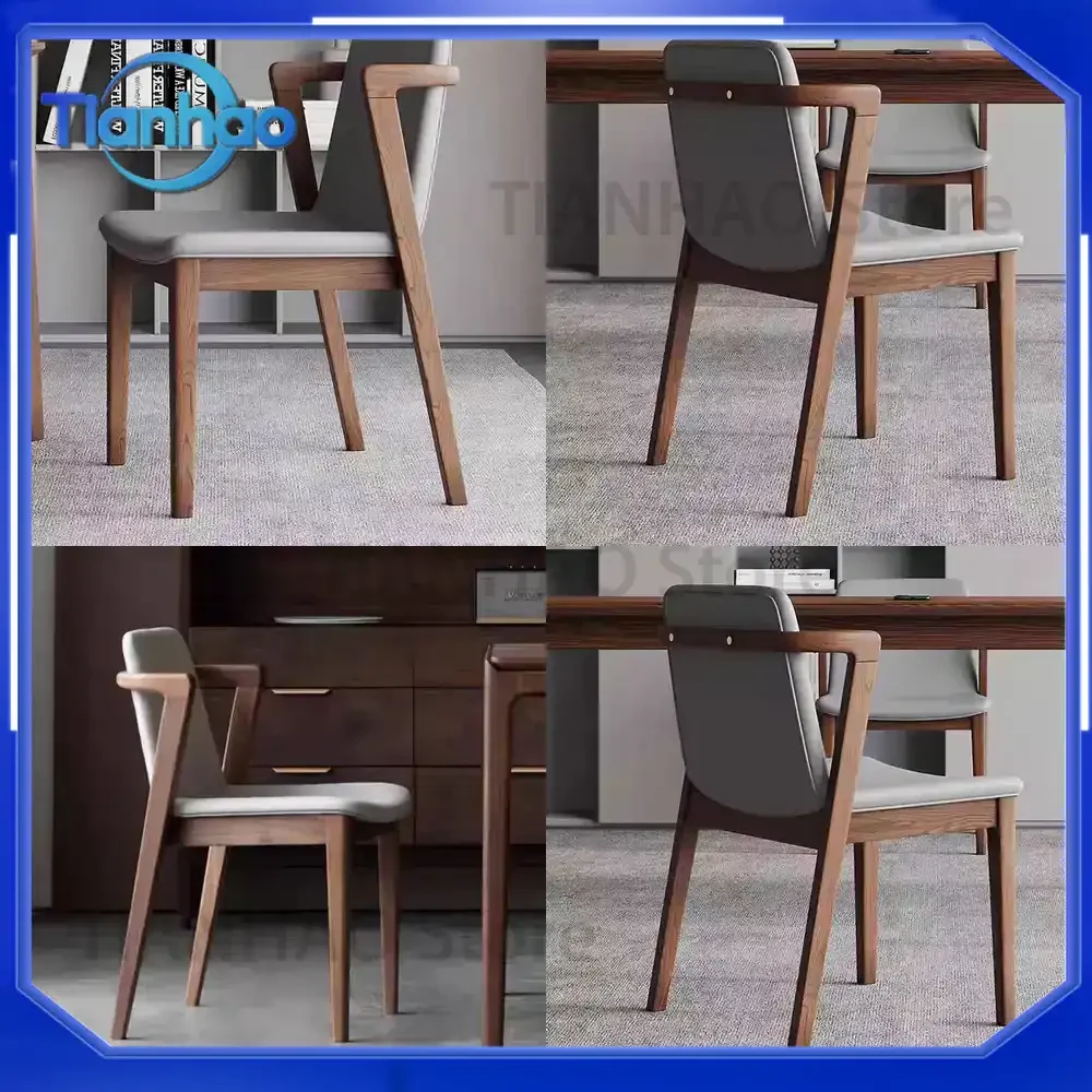Solid Wood Dining Chair for Small Spaces Modern Minimalist Ash Wood Desk Chair with Backrest Comfortable Conference Seat