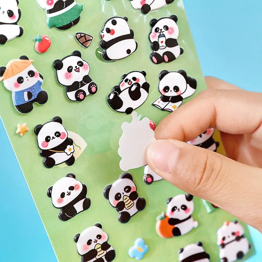 1pc Cartoon Panda 3D Bubble Sticker Girl Paste Decoration Pattern DIY Hand Account Material Sticker Sealing Sticker