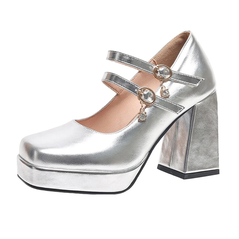 Thick High Heels Women Waterproof Table Square Toe Fashion Wedding Party Bridal Shoes Office Business Platform Shoes 336-1
