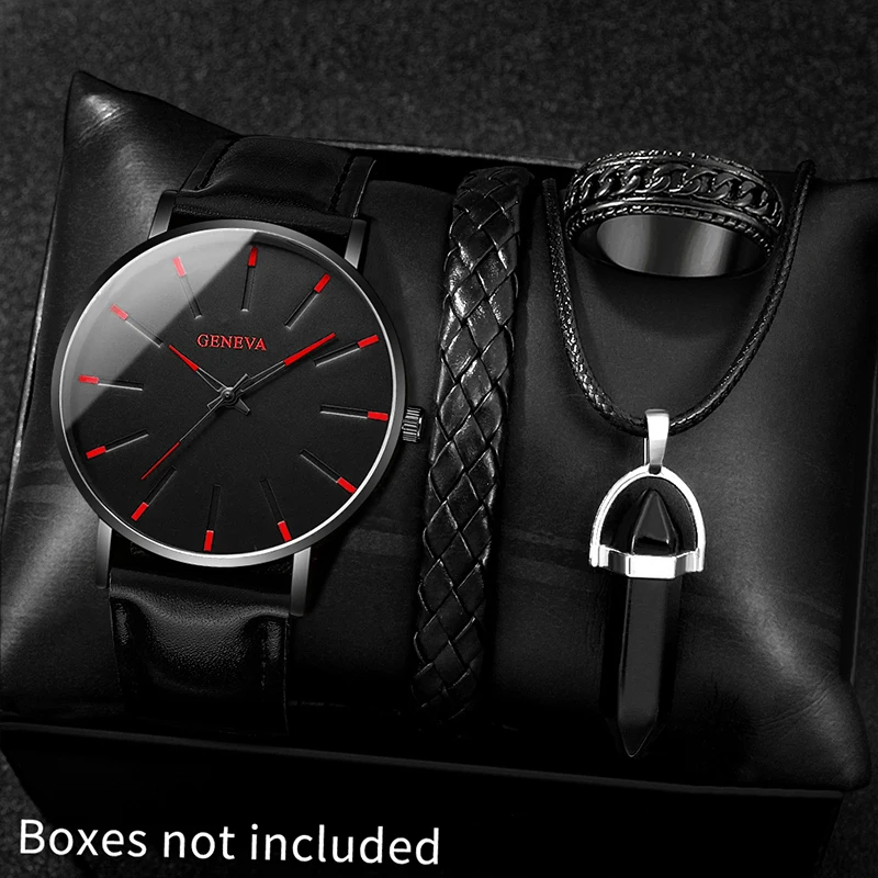 4Pcs Commute Men's Watch Set, Capable & Durable, Nice Gift For Ramadan, Valentine's Day, Father's Day, Christmas