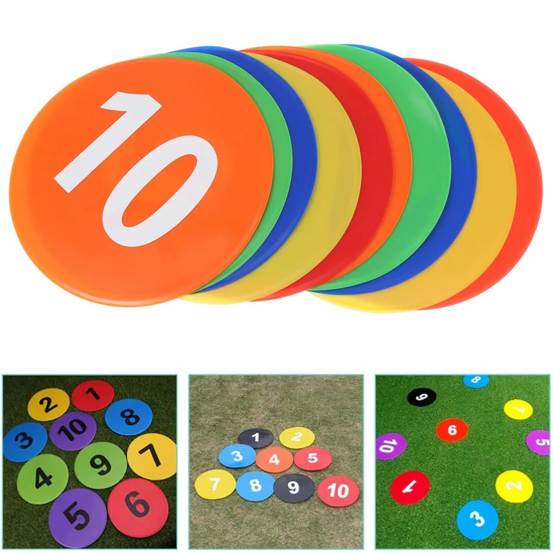 Juego de 10 Uds. De marcadores de puntos numerados para deportes, baloncesto, fútbol, entrenamiento de velocidad y agilidad, tapete de juego sensorial, piedras para pasos