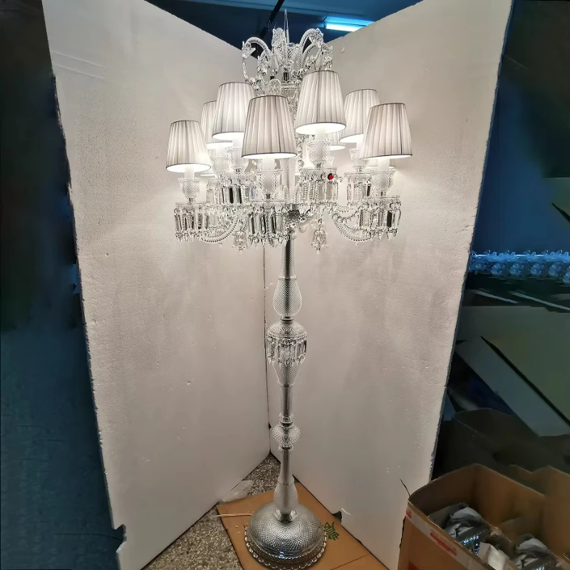 

Modern crystal floor glossy floor frame crystal silver candlestick floor lamp high quality lamp