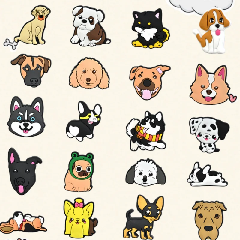 

20Pcs Dog Corgi Bulldog Shoe Charms Accessory Pack Garden Sandals Clog Buckle Decorations Pins for Women Men Kids Boys Girls