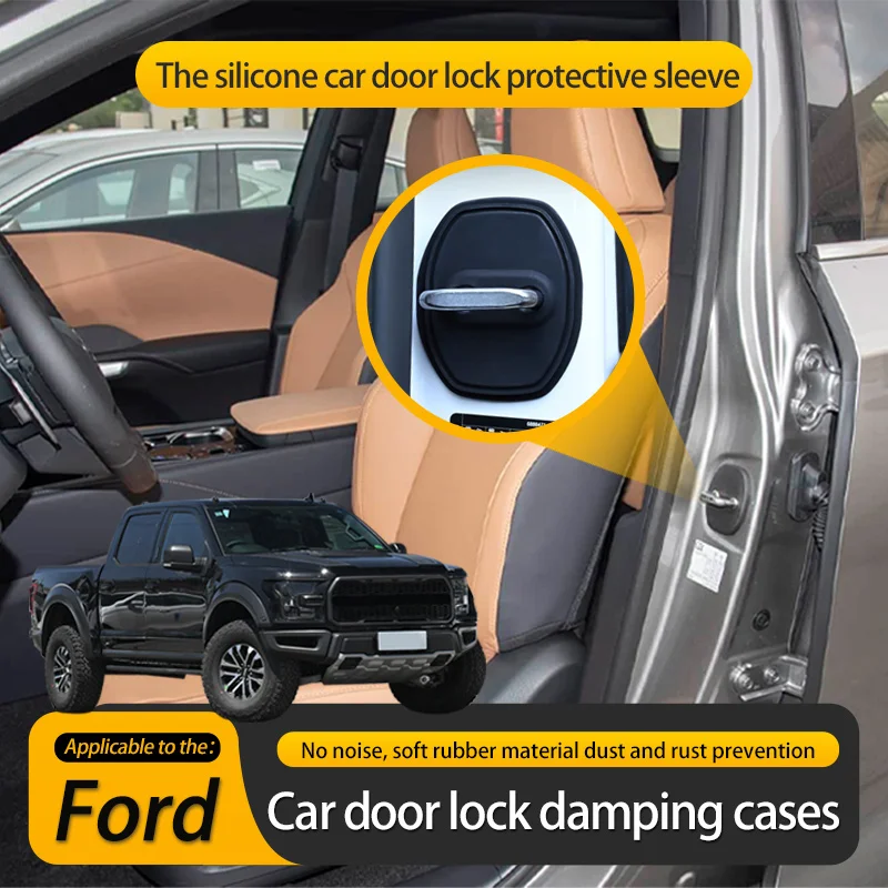Крышка дверного замка автомобиля, защитная пряжка, наклейка для Ford Ranger F150 F250 F350 T6 Fiesta Ecosport Mustang, аксессуары Крышка дверного замка автомобиля, защитная пряжка, наклейка для Ford Ranger F150 F250 F350 T6 Fiesta Ecosport Mustang, аксессуары