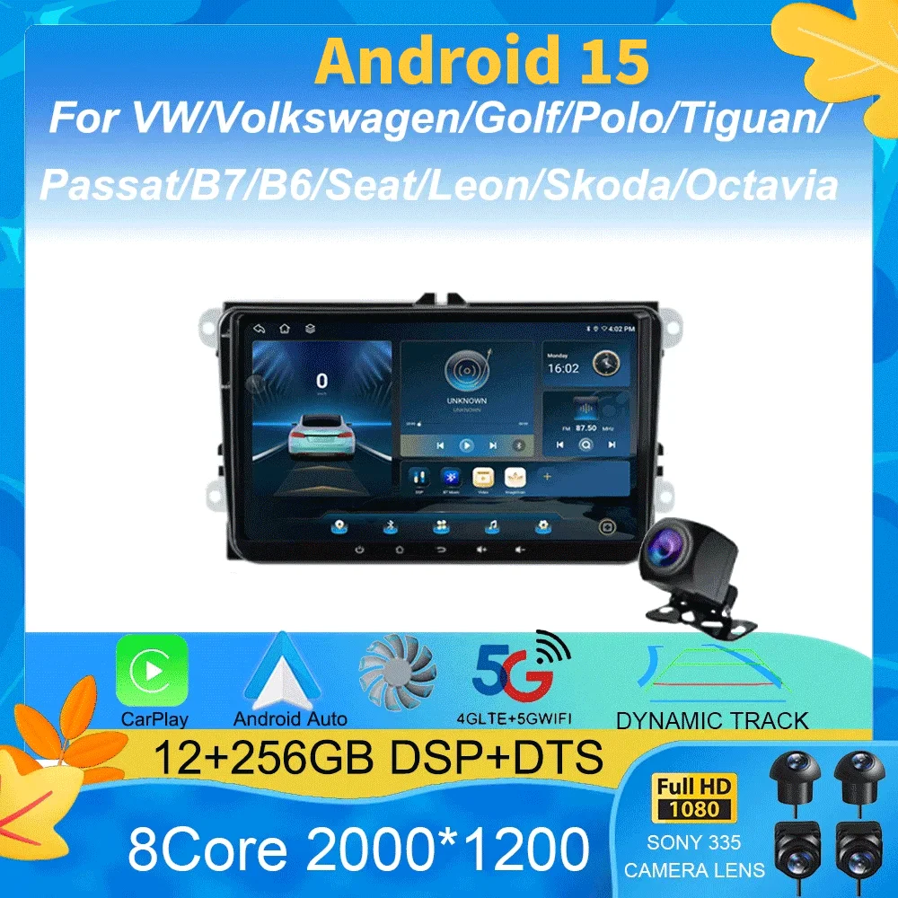 

9“ Android 15 Car Multimedia Player For VW/Volkswagen/Golf/Polo/Tiguan/Passat/B7/B6/Seat/Leon/Skoda/Octavia Radio GPS Navigatio