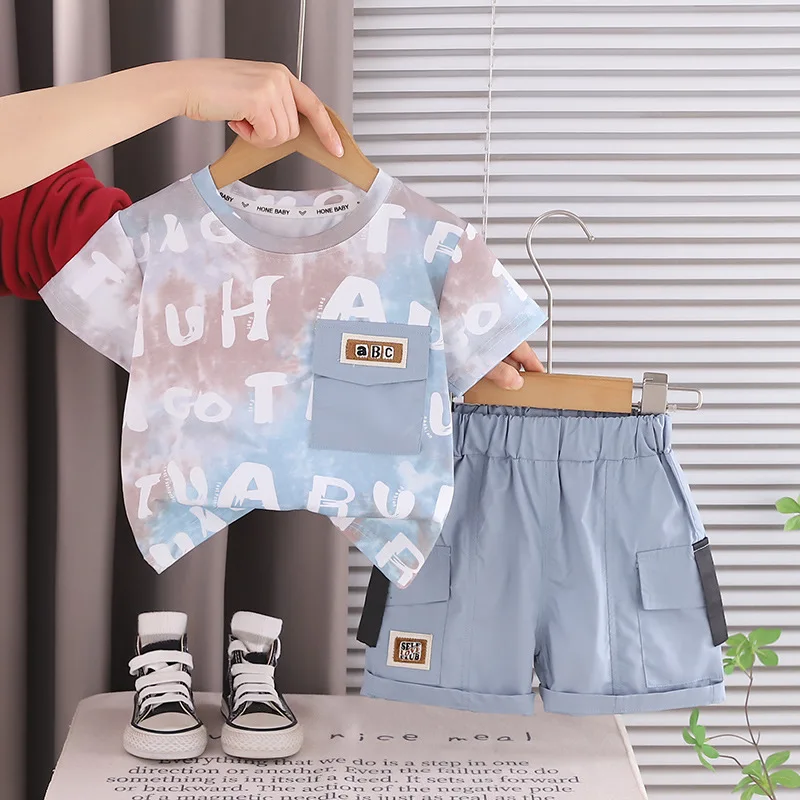 Children's Clothing 2026 Summer Baby Boy Clothes 6 To 9 Months Casual Short Sleeve T-shirts and Shorts Two Piece Set Boys Suit