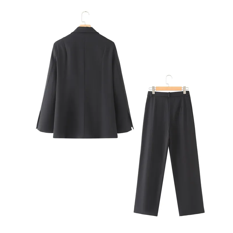 KEYANKETIAN New Launch Women's Simply Solid color One-Button Suit Zipper High Waist Pants Office Lady Two Pieces Sets Trousers