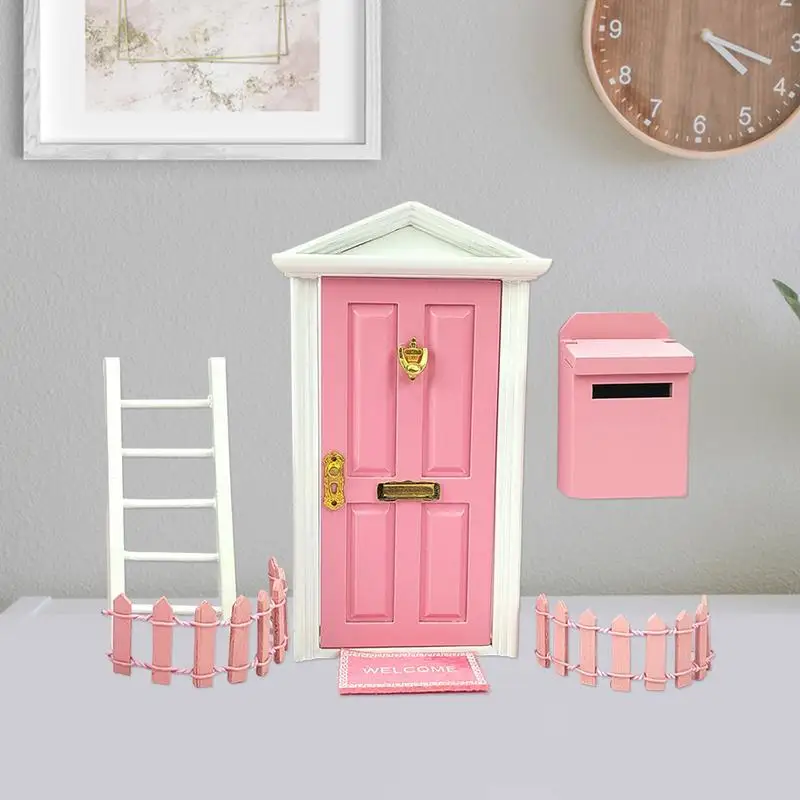 Miniature Fairy Door Set Mini Fairy Door Kit Elf Door For Wall Miniature Decorations For Kids Room Including Ladder Fence