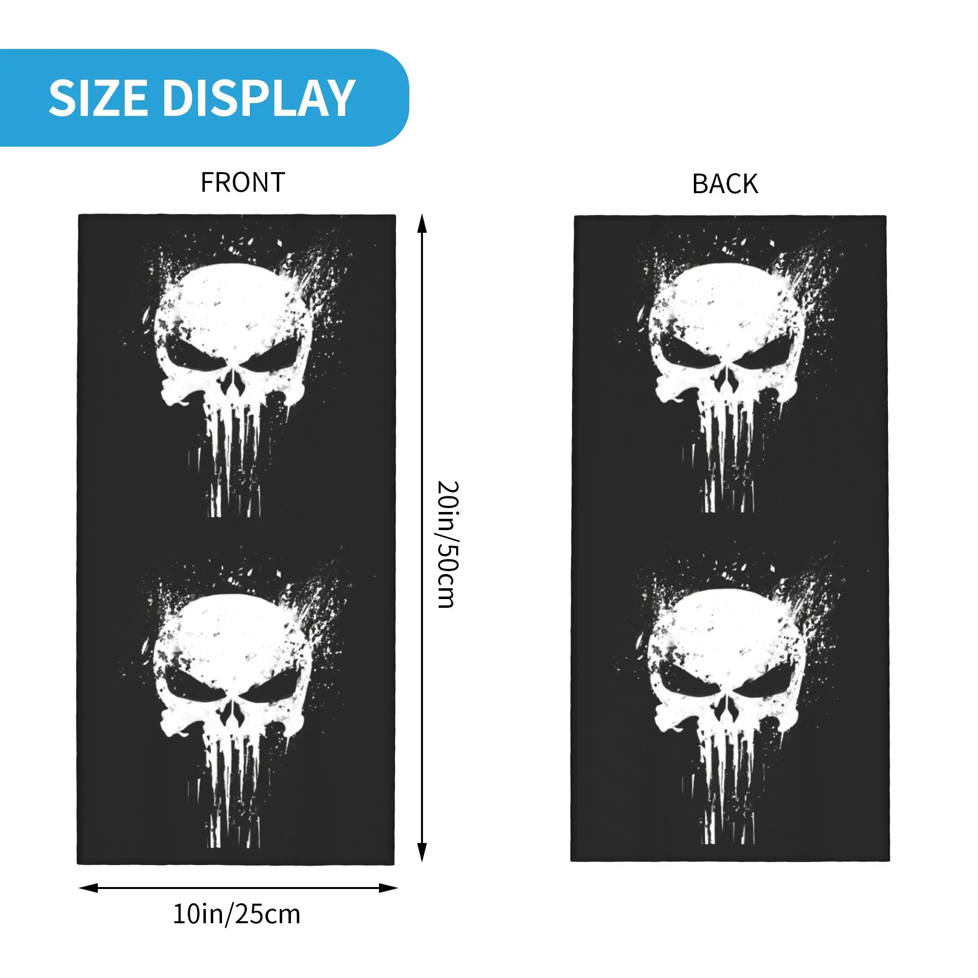 Custom Skeleton Skull Bandana Winter Neck Warmer Women Windproof Wrap Face Scarf for Ski Heavy Metal Gaiter Headband