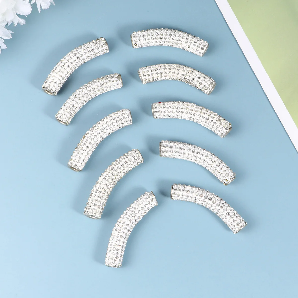 

10pcs Embellishment Bent Tube Beads Loose Spacer For Diy Jewelry Making Necklace Bracelet Keychain Handmade
