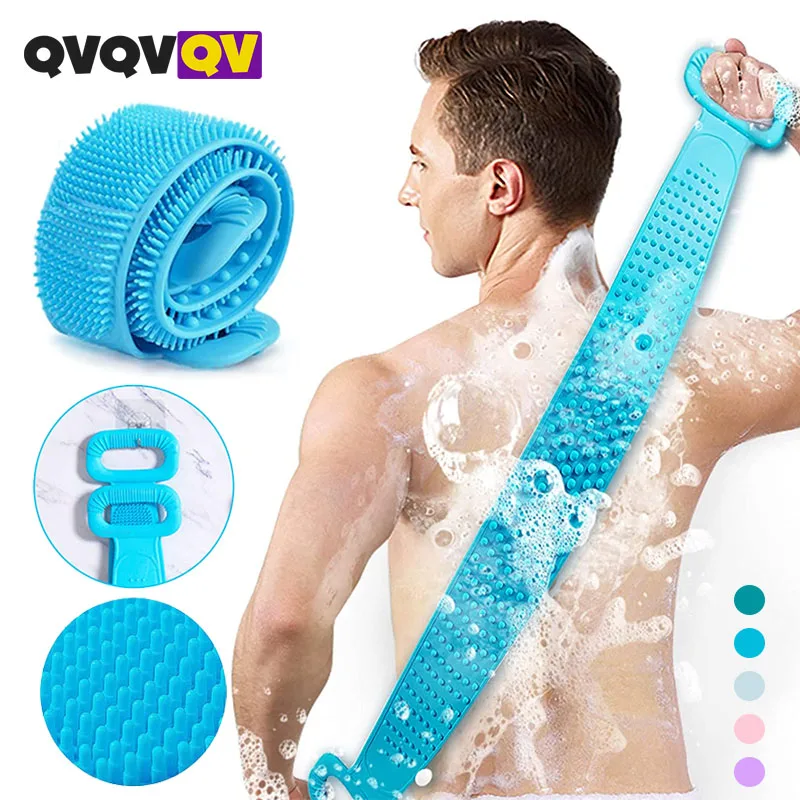 

76/90CM Double-Sided Silicone Scrubbing Towel Bath Towel Bath Back Scrubbing Bath Brush Cleaning Bath Towel Bathroom Accessories