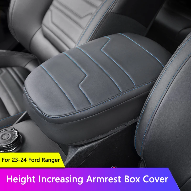 QHCP-reposabrazos para coche, almohadilla de altura, alfombrilla de cuero de espuma viscoelástica, soporte para reposabrazos central automático, cojín protector para Ford Ranger 2023-2024