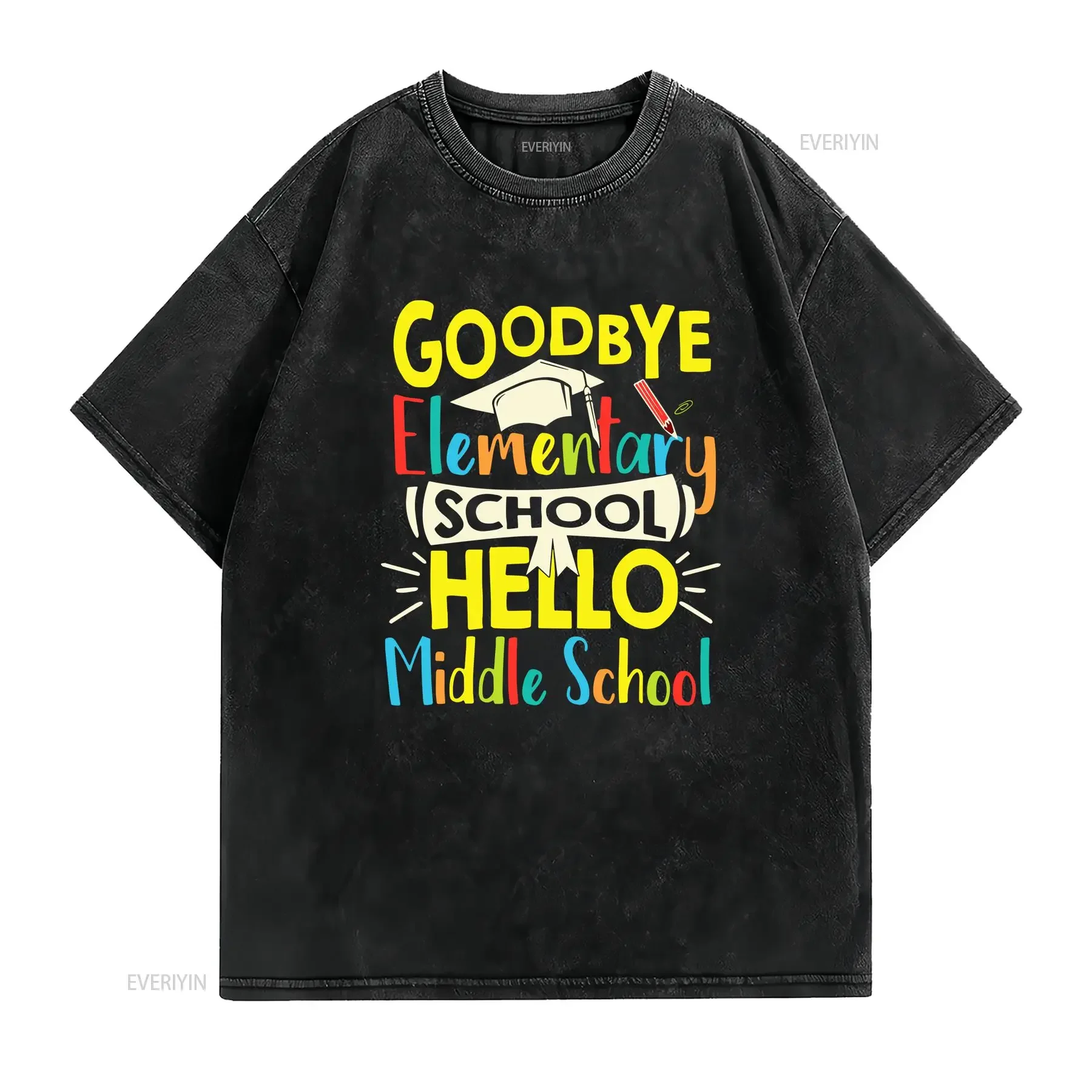 Goodbye Elementary School Hello Middle T Shirt Back To Student s Graduation Graduate  vintage Washed Slightly Comfortable