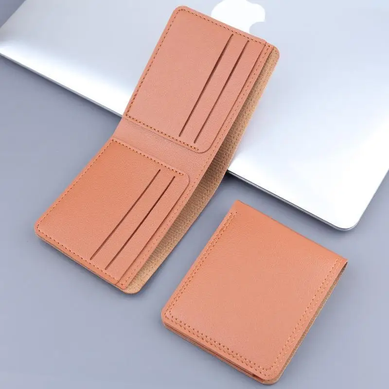 Minimalistische Herren-Geldbörse aus PU-Leder, Schwarz-Kaffee, große Kapazität, mehrere Fächer, zweifach faltbar, Ausweiskartenhalter, für Männer und Frauen – Detail 4