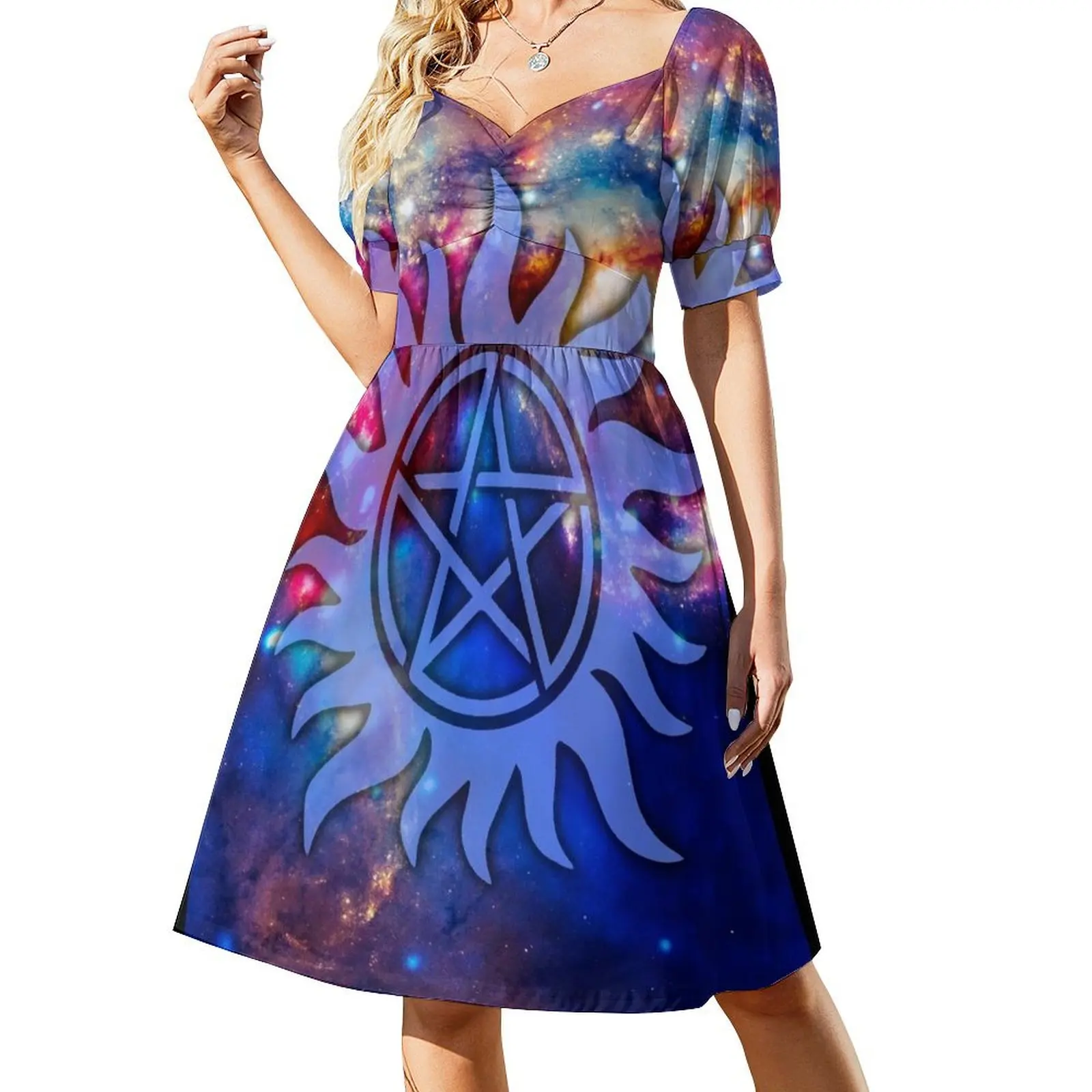 Surnaturel Cosmos robe à manches courtes robe style coréen vêtements de bal robe d'été femmes 2025 robes longues pour les femmes