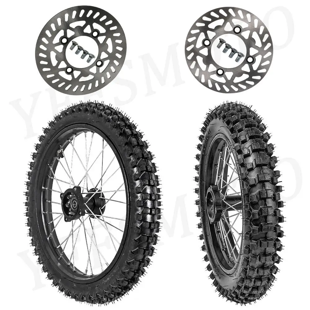 

14'' + 17'' Front Rear Wheel Tire Rim + Brake Disc Rotor Pit Dirt Bike Motocross