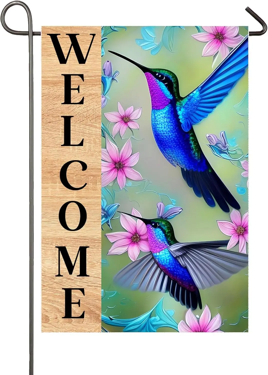 Hummingbird Garden Flag 12x18 Inch Double Sided Spring Welcome Garden Decor Blue Hummingbird Yard Flag for Outside Outdoor Yard