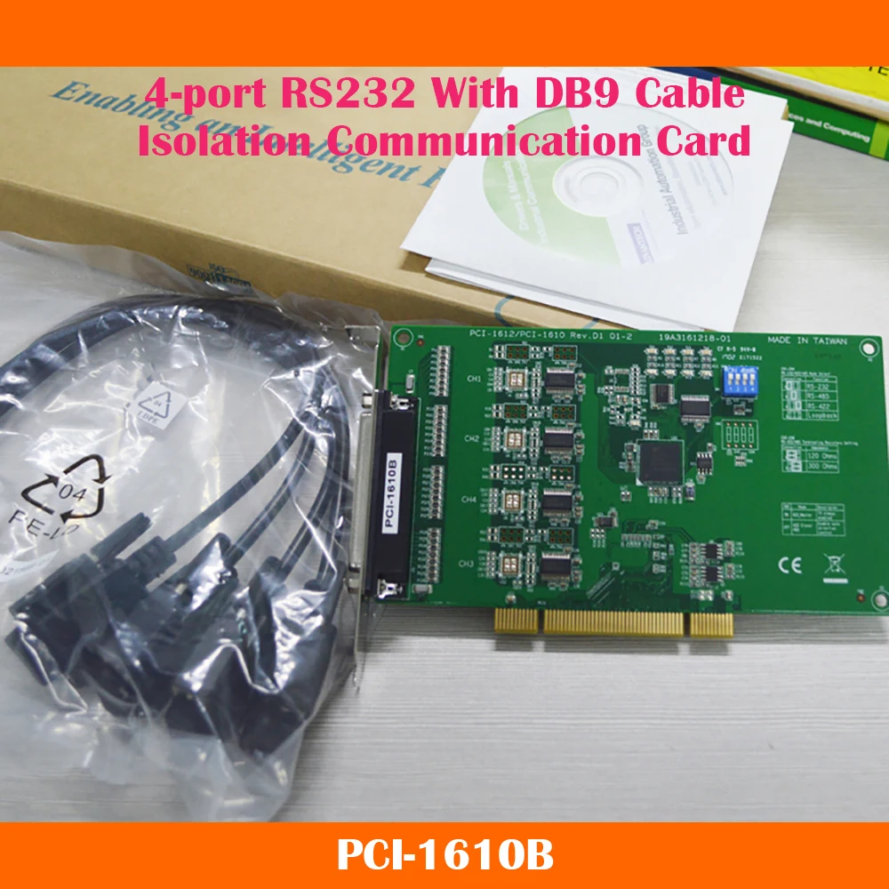 

New PCI-1610B 4-port RS232 With DB9 Cable Isolation Communication Card For Advantech Capture Card Fast Ship Works Perfectly