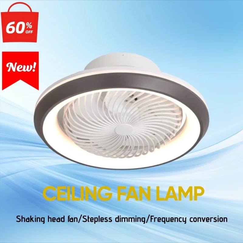 

Modern Shaking Head Ceiling Fan Light Remote Control Bedroom Dining Table Living Room Ventilator Lamp Copper Motor Led Decor
