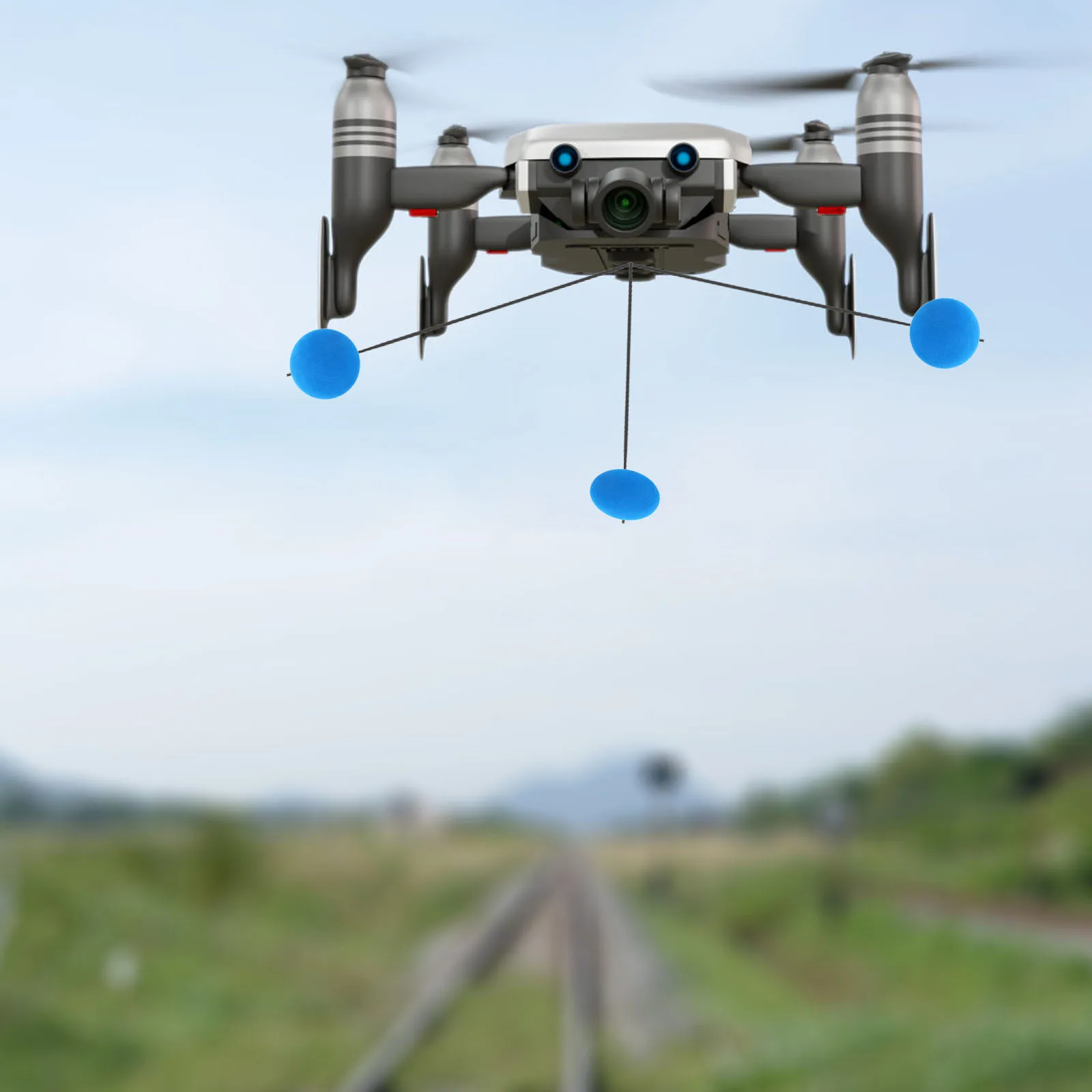 3 ensembles de train d'atterrissage d'hélicoptère Rc, cadre d'entraînement bleu, Kit de balle en mousse, accessoires d'équipement d'entraînement d'hélicoptère Rc, jouet volant pour enfants
