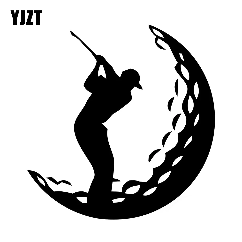 YJZT 12.4CMX12.8CM Golf Golfing Golfer Player Sports Ball Vinyl Car Sticker Black/Silver 8A-0295