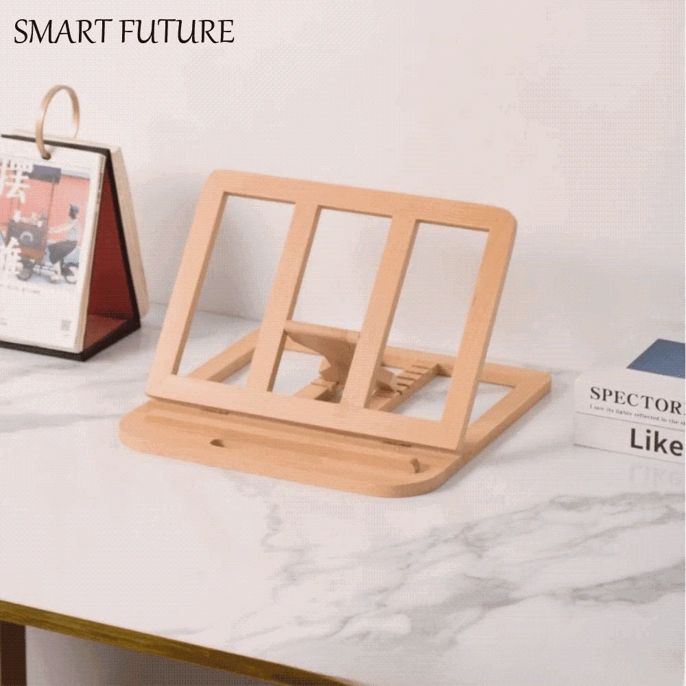 

Wooden Adjustable Reading Stand Heat Dissipation Ventilation Slots Children's Bookshelf Folding Design Notebook Support Stand