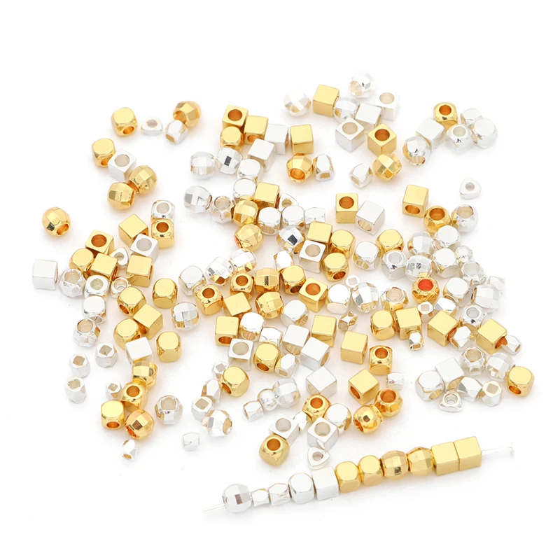 10pcs 14K/Silver Plated Brass Base Round Square Shape Tube Space Beads for Bracelet Necklace DIY Jewelry Making Beads Findings