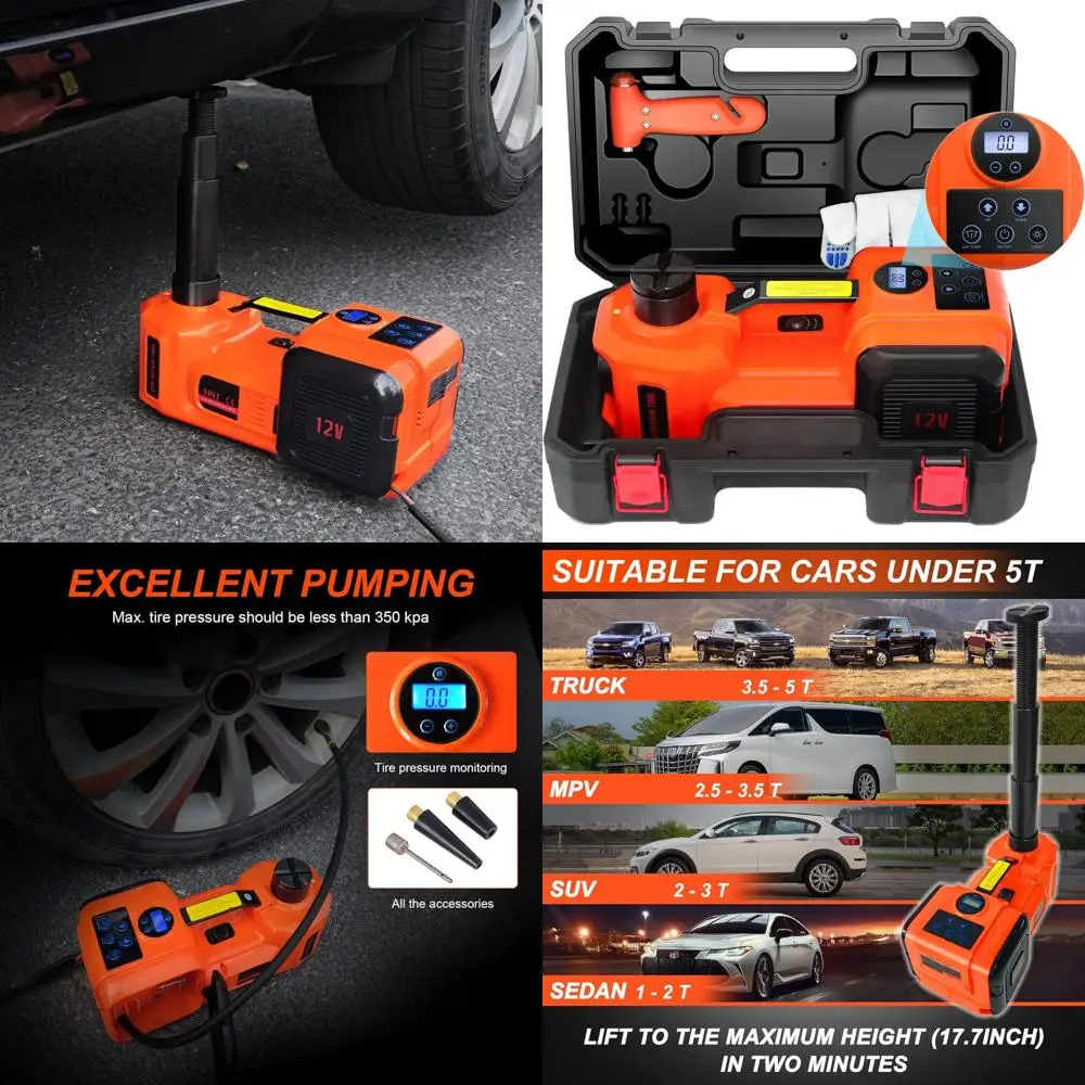 

12V 5-Ton Hydraulic Car Jack Kit with LCD for SUV, MPV, Sedan, and Trucks - Tire Change and Repair Tool