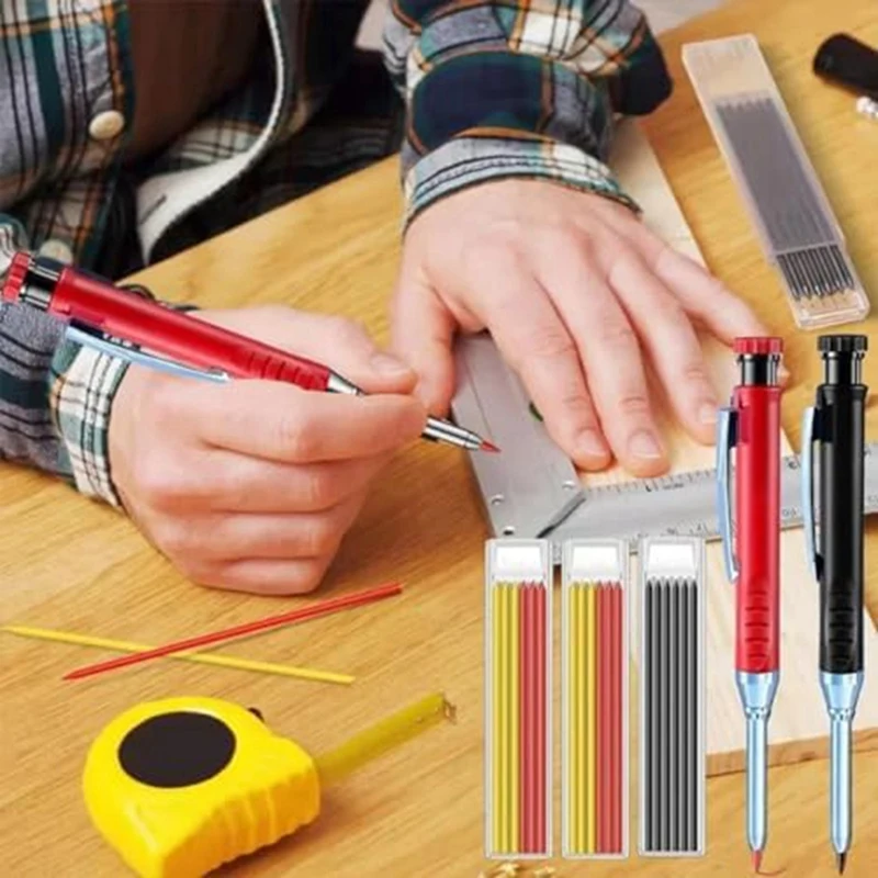 Sólido Carpenter Lápis Set, chumbo durável com built-in Sharpener, madeira para carpintaria, fábrica de papelaria, durável, 2,8 milímetros chumbo