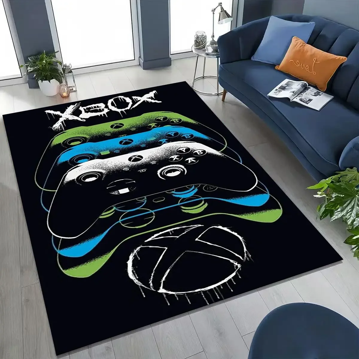 Game Controller XBOX Art Logo Cartoon Carpet Rug for Bedroom Living Room Sofa Home Doormat Decor,Large Kid Non-slip Floor Mat