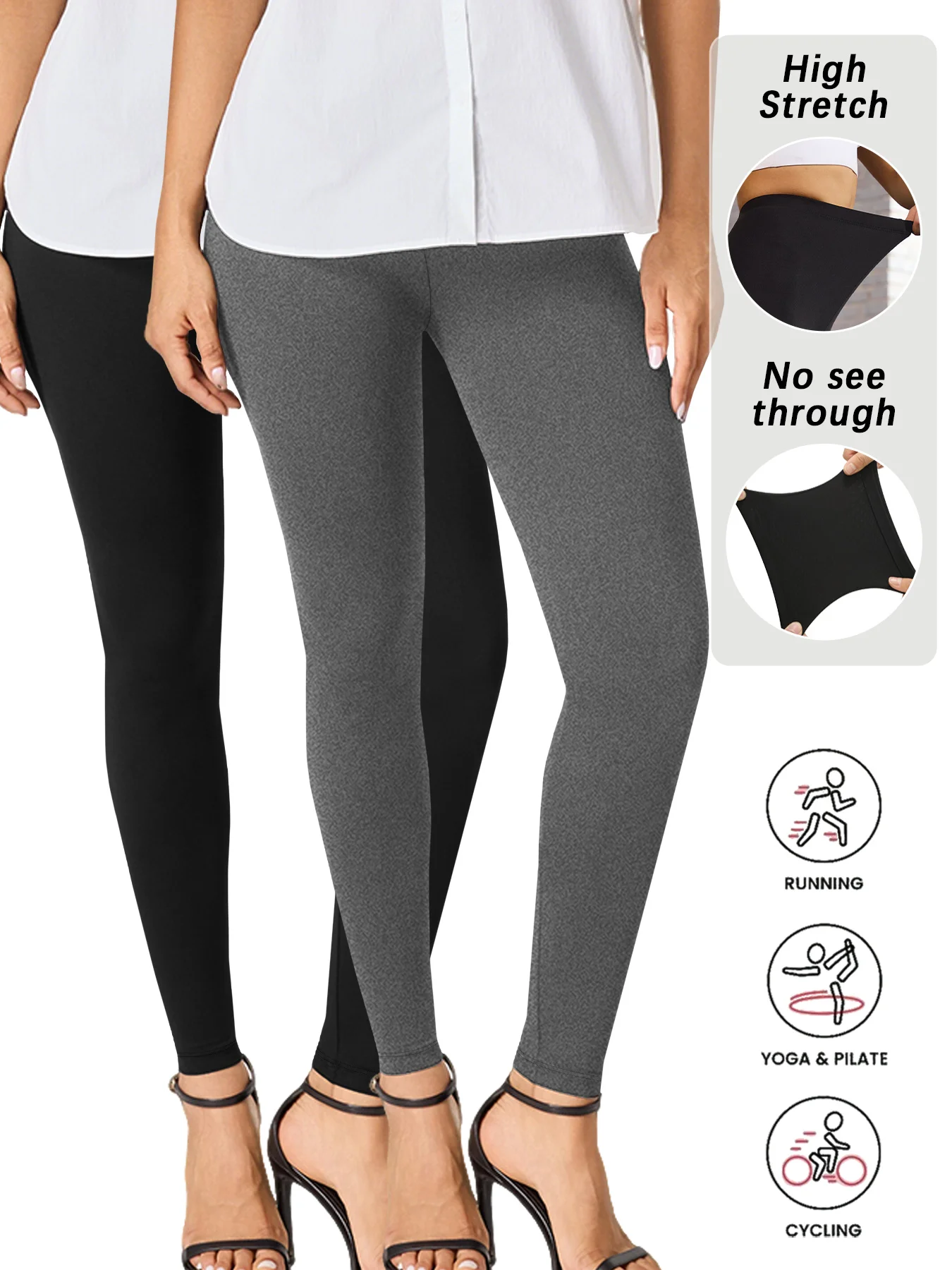 

Комплект из 2-х женских леггинсов с низкой посадкой для тренировок - супермягкие, высокоэластичные тайтсы для йоги, бега, тренировок и повседневной жизни