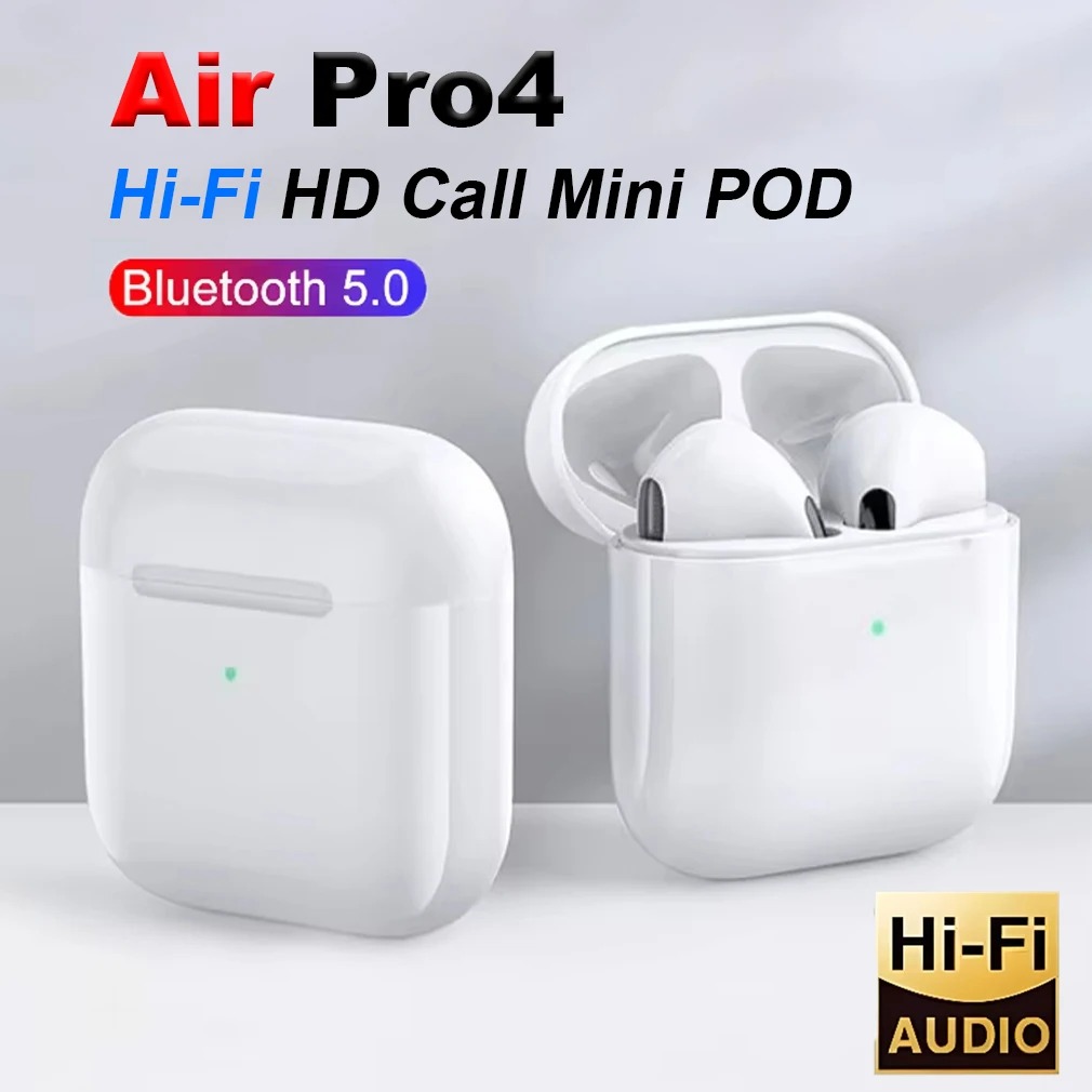 New Air Pro4 Bluetooth 5.0 Wireless Headsets TWS Earphone In Ear Hi-Fi Stereo Sports Gaming Headphone Mini Pods for All Phone