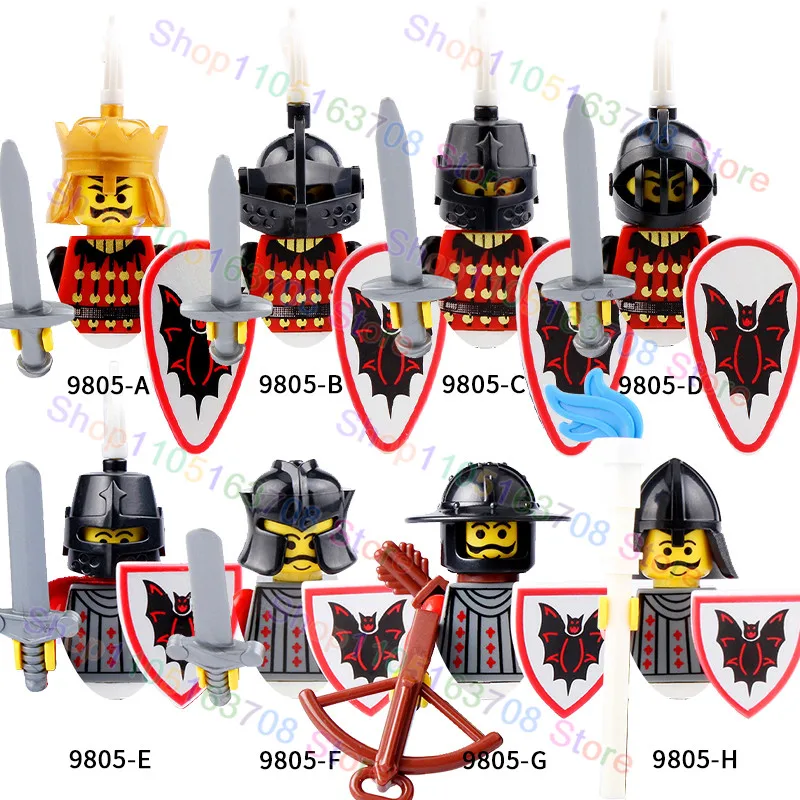 Medieval Military Roman Soldiers Figures Accessories Castle Teutonic Knights Spartan Building Blocks Sword Bricks Toys 9808 view 5