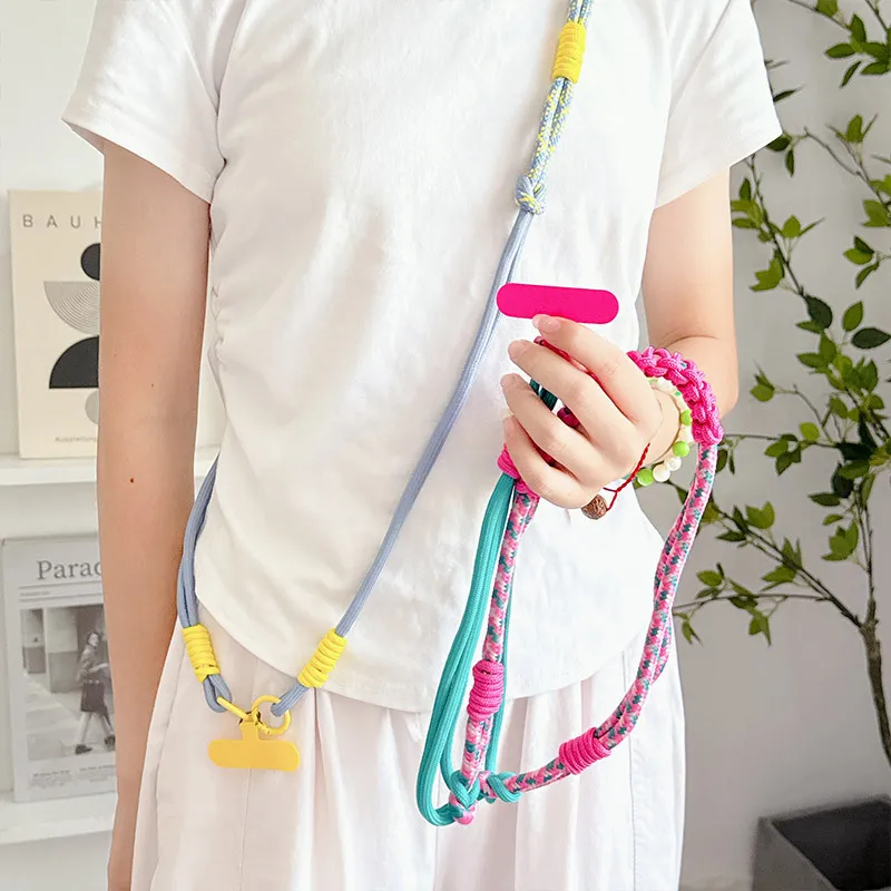 الهاتف المحمول حبل متعدد الوظائف شخصية المنسوجة البوليستر نمط طويل الهاتف المحمول معلقة Crossbody يمكن تعليقها يده الرقبة