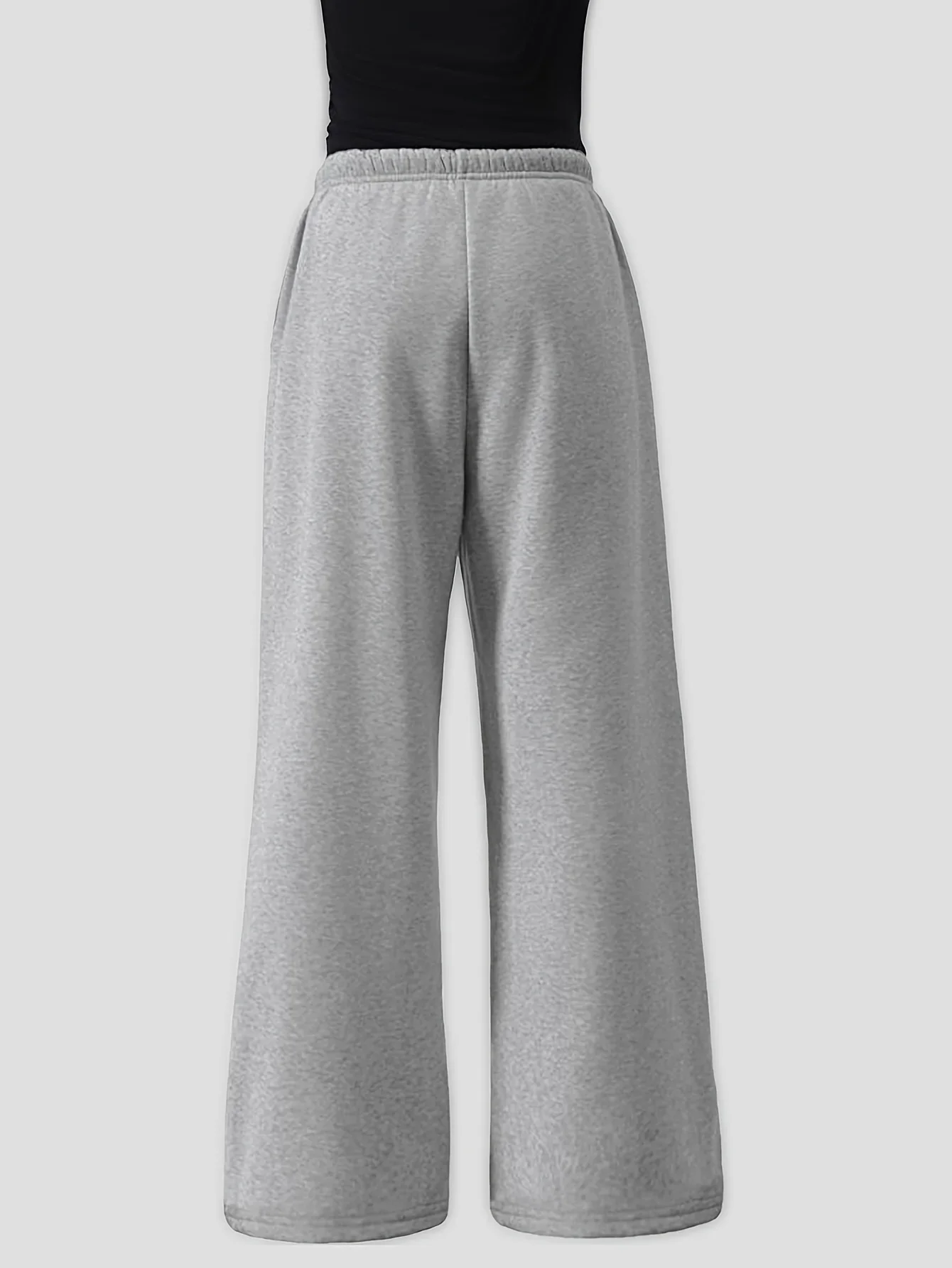 Women's Star-Shaped Printed Fleece Wide-Leg Pants, Fall-Winter Casual Fashionable Sport Pants, Versatile Trendy Street Style
