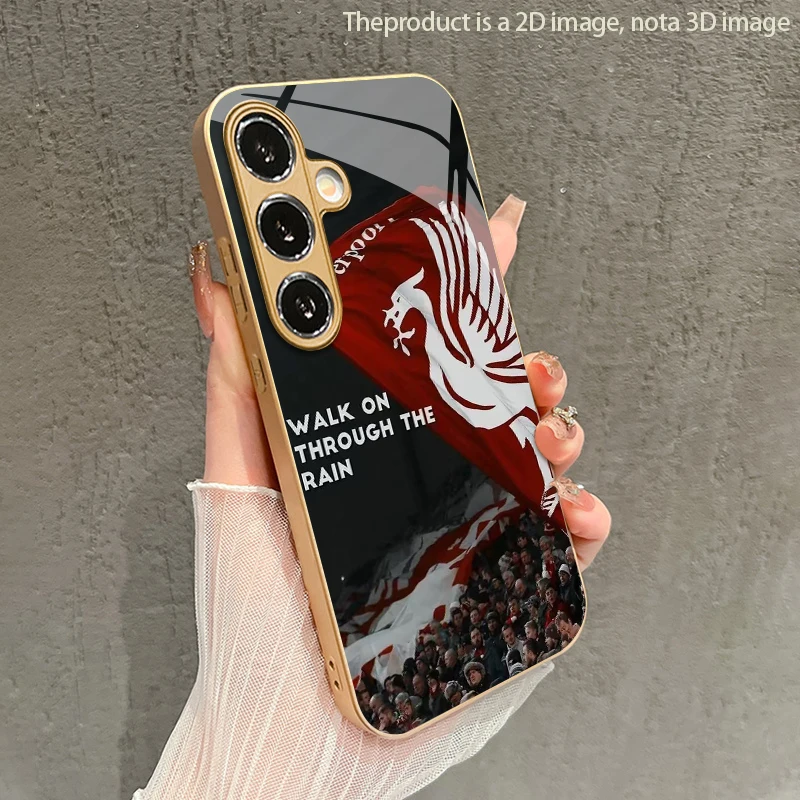 Red Army Flag Pattern 2D Phone Case for Samsung S26 S25 S24 S23 S22 S21 S20 A56 A36 A16 Golden Glass Protective Cover