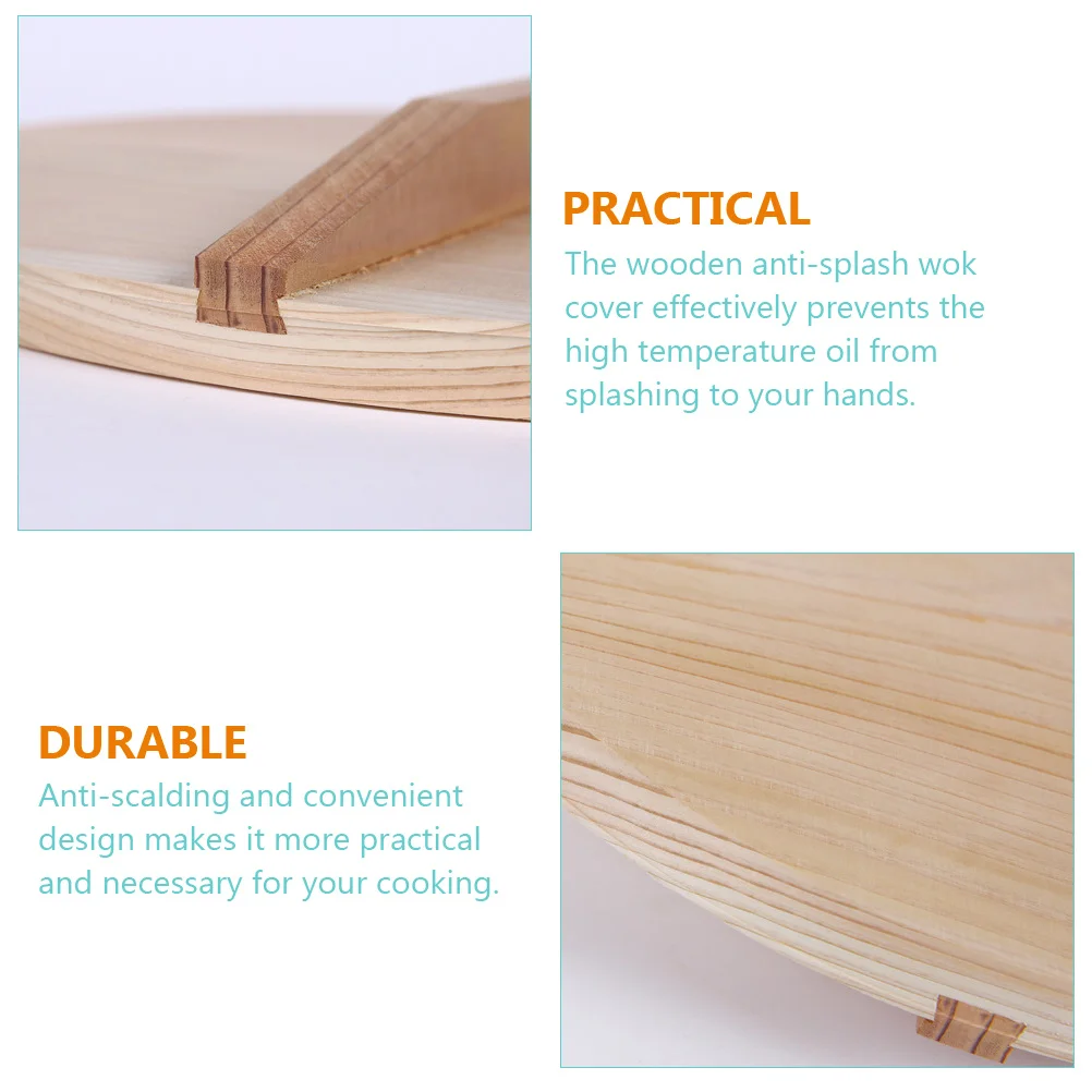 

Wok with Lid Thickened Fir Pot Home Kitchenware Stainless Steel Wooden Protector